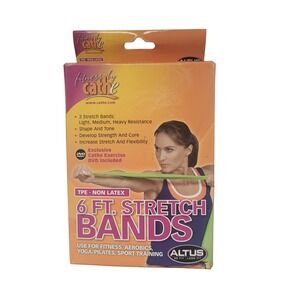 New Fitness by Cathe 6 Ft Stretch Bands 3 Resistance Levels